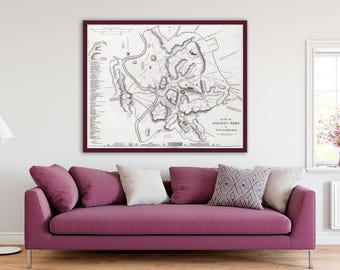 Ancient Rome Map Print: 1830s Plan, Italian Wall Decor