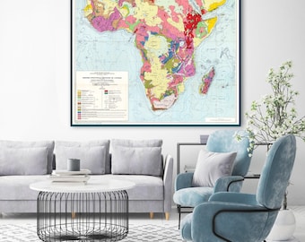 Vintage Africa Geology Map - French Scientific Print