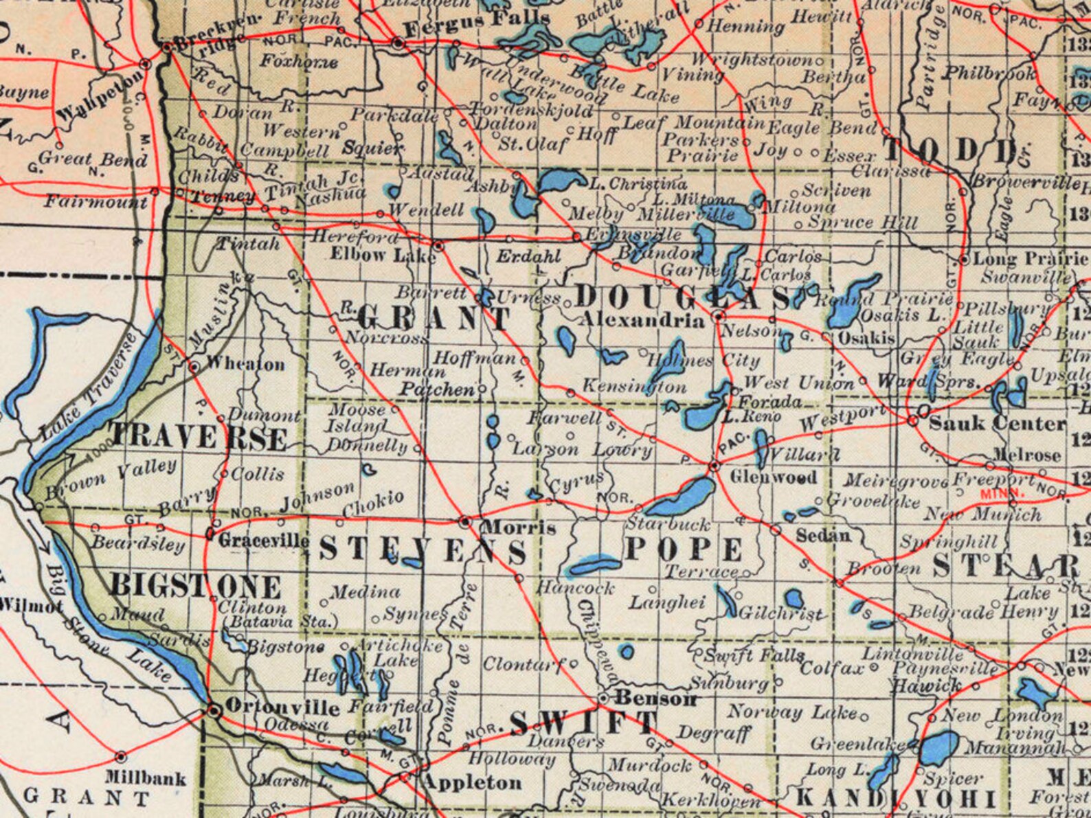 Vintage Map of Minnesota Old Minnesota Map Minnesota Map Etsy