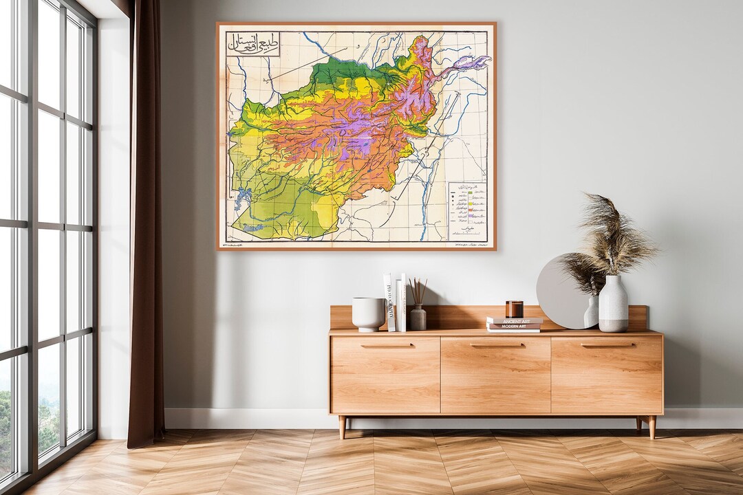 Pashto Language Map of Afghanistan, Vintage Large-format Afghanistan ...