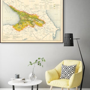 Republic of Georgia Map Print: 1918 Economic Map in French