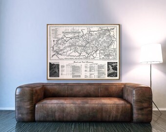 Great Smoky Mountains National Park 1940s Map Print