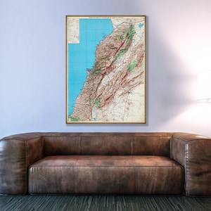 A vintage road and tourist map of Lebanon, showing geographical details and transportation routes.