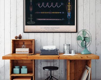 Vintage Electricity Art Print: Electrical Discharges in Gas (1868)