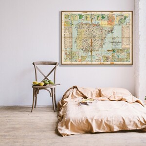 Vintage Spain Map Print: Large Spanish Wall Art image 1
