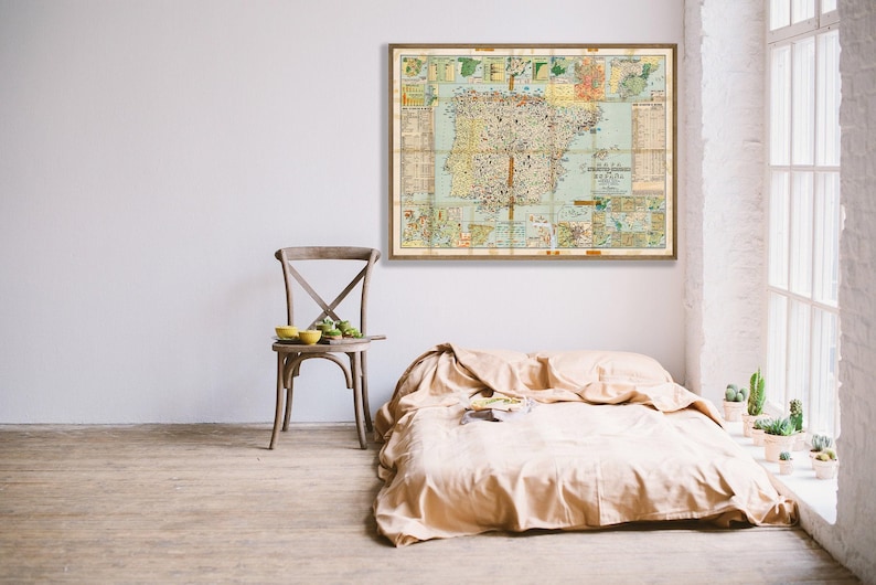 Vintage Spain Map Print: Large Spanish Wall Art image 1