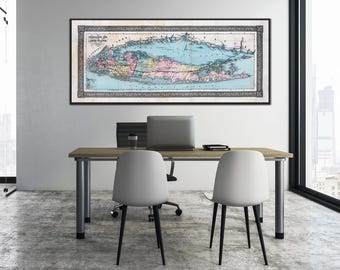 Vintage Long Island Map Print: 1866 Colton's Edition