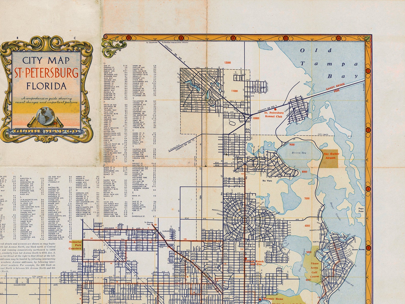 Vintage Map of St. Petersburg Florida Old St. Petersburg | Etsy