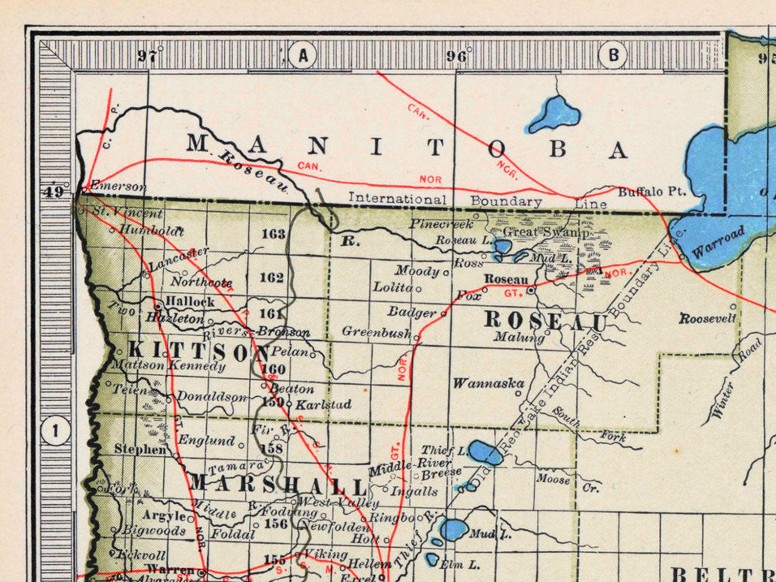 Vintage Map of Minnesota Old Minnesota Map Minnesota Map Etsy