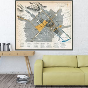 Vintage map of Cusco Peru map, large Cusco print, Peru gift decor.