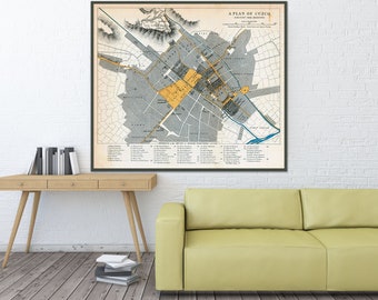 Vintage map of Cusco Peru map, large Cusco print, Peru gift decor.