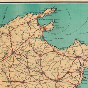 Vintage tourist map of the Balearic Island of Mallorca or Majorca, Mapa de la Isla de Mallorca. image 5
