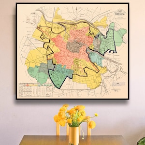 Vinatge WROCŁAW Polska map print, old Breslau map, Polish gifts.