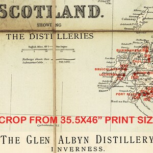 Scotland map showing the distilleries, Scotland's Whisky Map The Best Distilleries, Scottish Whisky poster gift. image 2