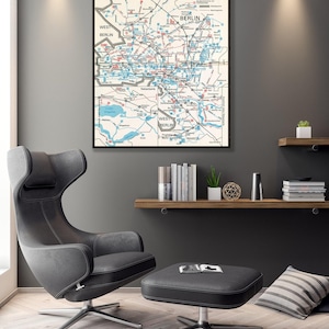 Vintage Berlin Subway Map Print: Cold War Era U-Bahn System
