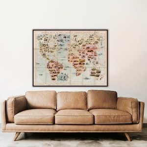 Zoology World Map Print: Vintage Animal Distribution, 1844
