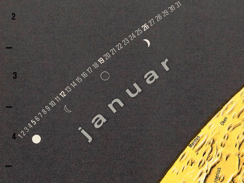 Moon wall art print.Moon Map Showing Relief Surface Markings Etsy