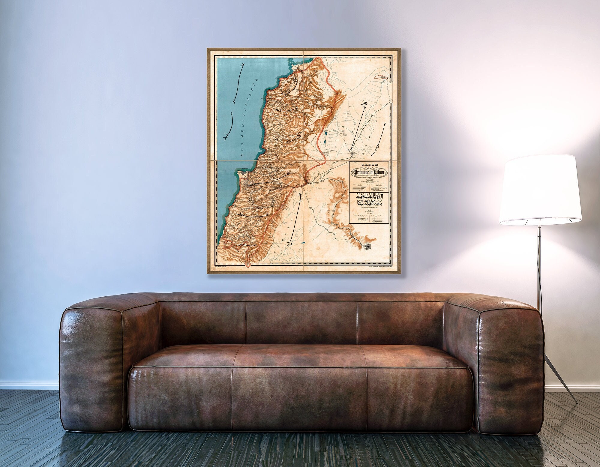Vintage map of Lebanon, large old Lebanon wall map, Lebanon decor, Lebanon art print, Lebanon poster map, historical Lebanon.
