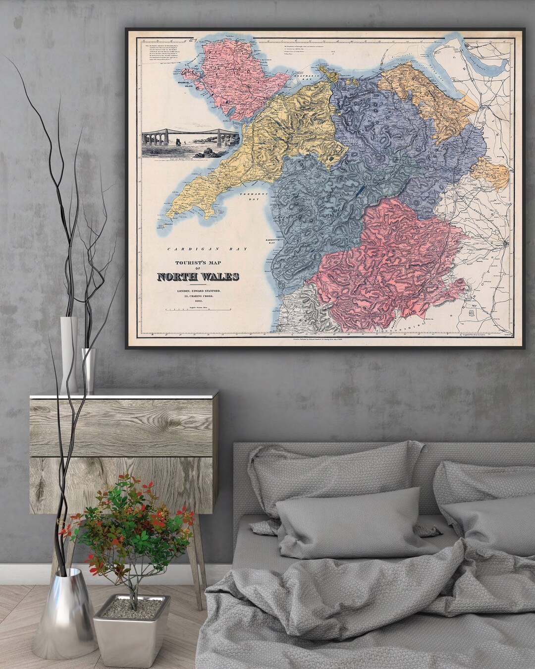 Tourist's Map of North Wales 1882. North Wales Map Print - Etsy