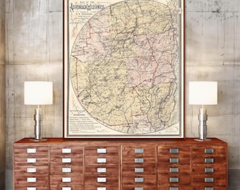 Adirondack Park Map Print, 1894 Vintage Wilderness Wall Art - New York History Poster | Paper or Gallery-Wrapped Canvas