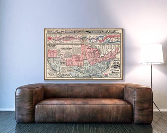 1880 US Presidential Election Map: Vintage Political Print