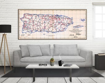 Vintage Puerto Rico Map Print: 1942 Roads & Highways