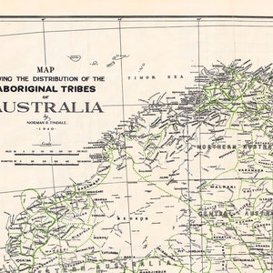 Aboriginal Tribes of Australia, Vintage Map of Australia, Australia ...