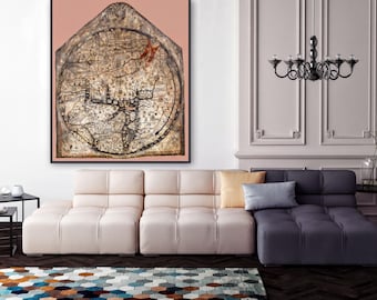 Hereford Mappa Mundi Print, Medieval World Map Art - Antique Cartography Gift | Historical Map Decor | Paper or Gallery-Wrapped Canvas
