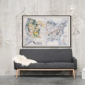 Vintage US National Parks Map: Forest & Indian Reservations Art Print