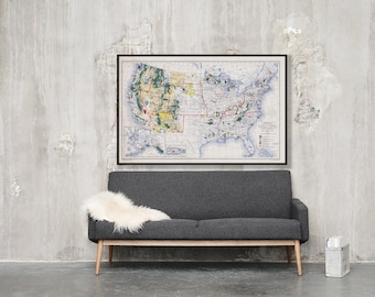 Vintage US National Parks Map: Forest & Indian Reservations Art Print