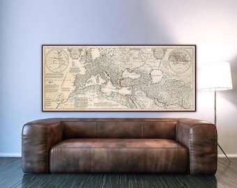 Roman Empire Historical Wall Art Print, Large Map of Europe 400 AD | Antique Cartography Art | Ready to Hang Canvas or Unframed