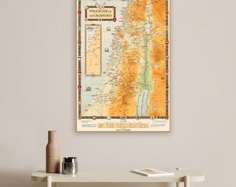 Palestine Crusades Map: Vintage Holy Land Wall Art