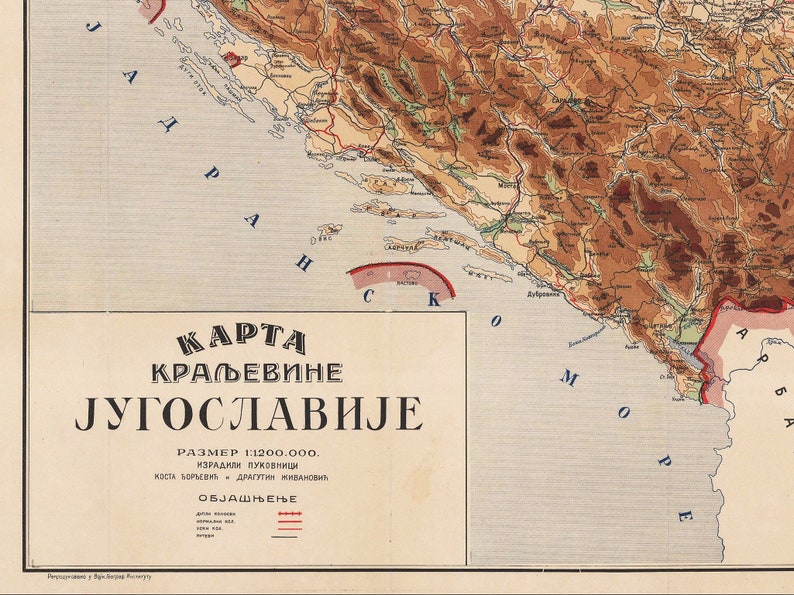 Vintage kaart van het voormalige Joegoslavië oude Joegoslavië Etsy