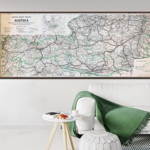 Vintage Landkarte des Wintersports in Österreich, historische Österreich-Wandkarte, Österreich-Print.