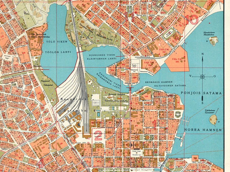 Vintage map of Helsinki, old Helsinki map, Helsinki print, Finland maps, Helsinki city map, Finland city map. image 3