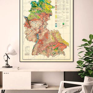 Vintage Boden Karte Deutschland Print: 1963 Geologische Karte