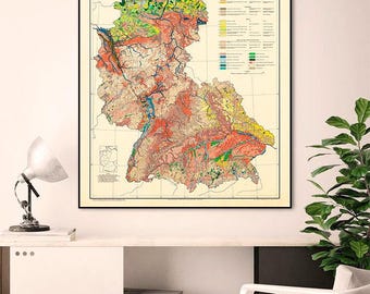 Vintage Germany Soil Map Print: 1963 Geological Wall Art