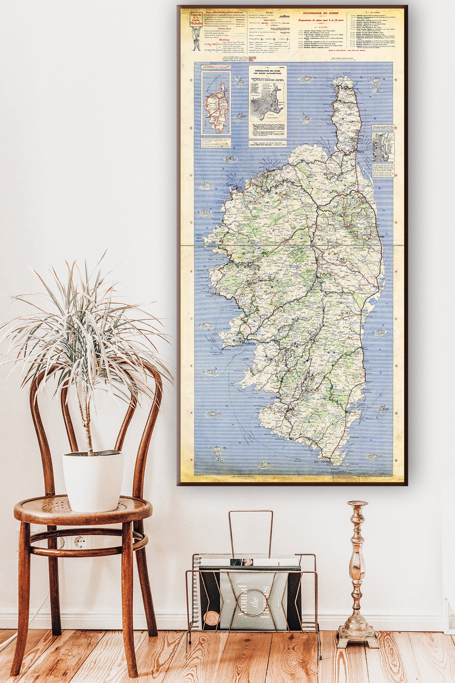 Large Corsica Map Corsica Wall Art Old Corsica Print - Etsy