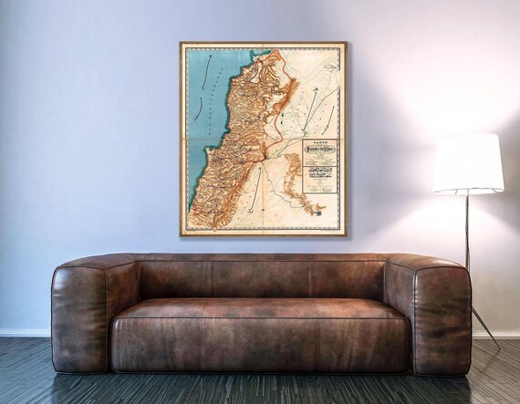 Vintage Lebanon Map Print: Large Historical Wall Art