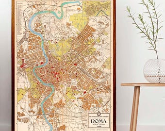 Vintage Rome Map Print: 1928 City Blueprint Wall Art
