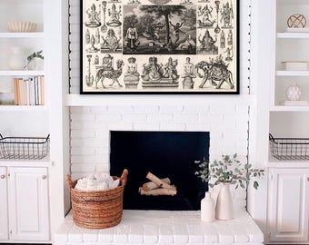 Antique Hindu Gods Print: Vintage Indian Religious Art