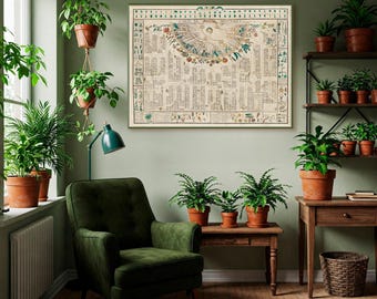 Impressão artística de pôster botânico: Estudo da natureza do século XVIII - Decoração de jardim vintage
