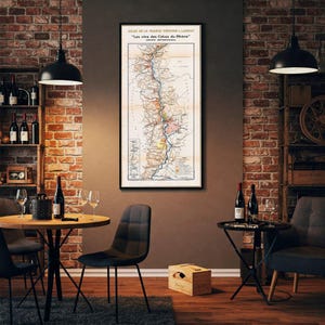 French Wine Map, Vintage Rhone Valley Cartography | Côtes Du Rhône AOC Regions | Museum Quality Print