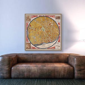 Vintage Lisbon Map Print: 1933 Portuguese Guide Plan image 1