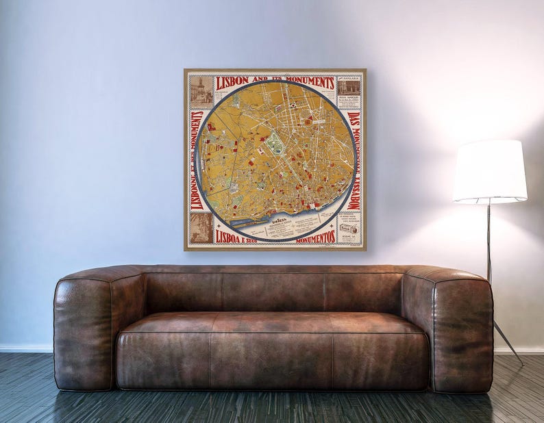 Vintage Lisbon Map Print: 1933 Portuguese Guide Plan image 1