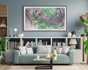 Vintage Grand Canyon Map Print: Bright Angel Trail, Arizona