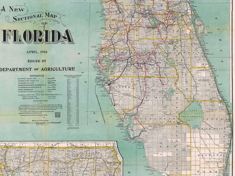 Large wall map of Florida vintage - Il 794xN.2964475683 Nsm0 