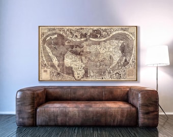 World Map Print, 1507 Waldseemüller Reprint - First Use Of America, Ptolemy | Paper or Gallery-Wrapped Canvas