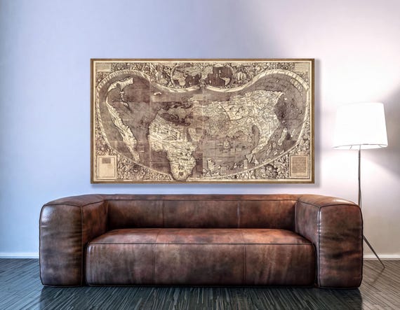World Map Print, 1507 Waldseemüller Reprint - First Use Of America, Ptolemy | Paper or Gallery-Wrapped Canvas
