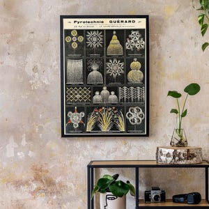Vintage French fireworks manufacturer advertising poster, fireworks art decor. image 2